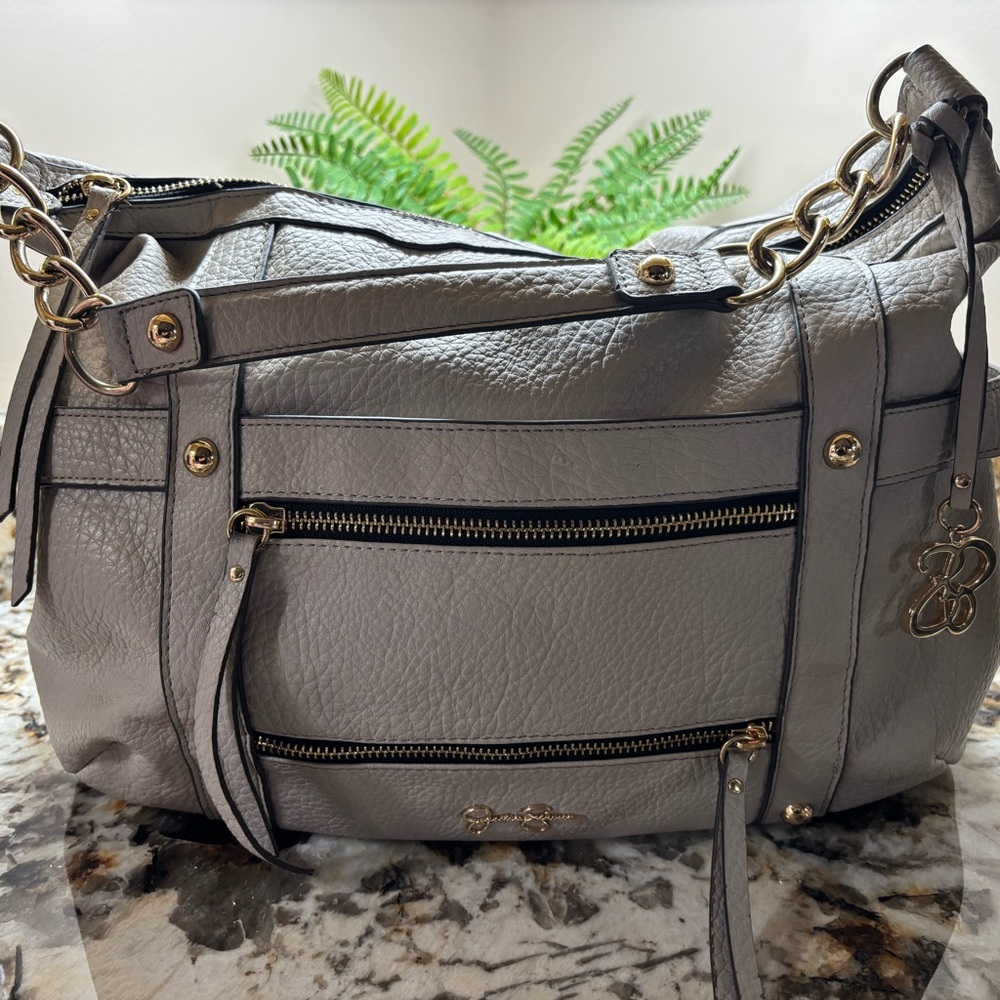 Jessica Simpson Cream Hobo Bag with Gold Accents - Picture 10 of 16